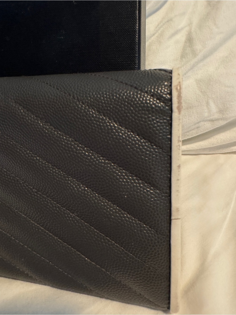 Saint Laurent Black Leather Long Wallet with White Trim - Picture 9 of 9